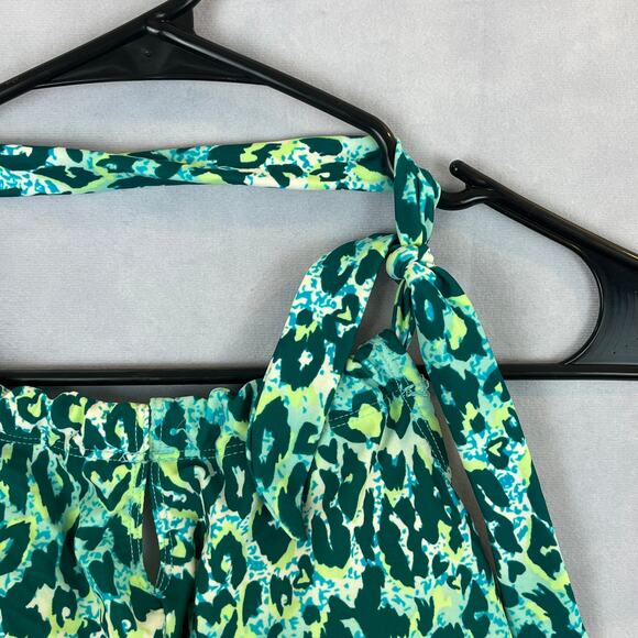 Serra One Piece Green Leopard Print Keyhole Swimsuit Large - Picture 3 of 9
